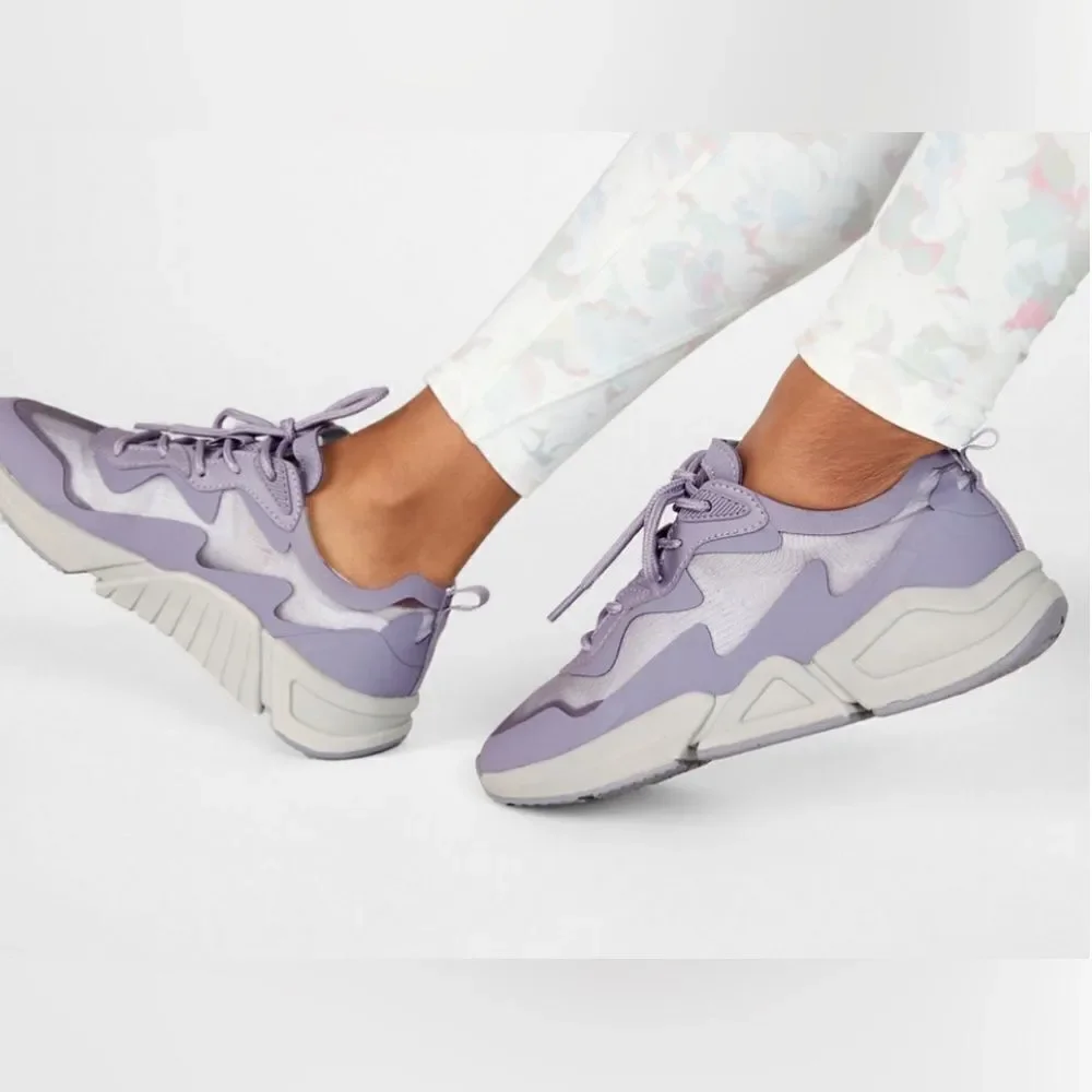 Fabletics Larchmont Performance Sneaker. Light plum. Mesh insets. Lace-up. 7.5